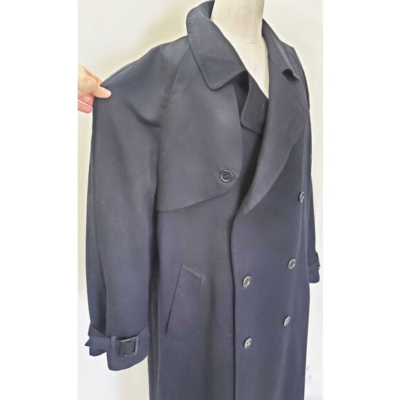 CANALI Milano Men's Dark Blue Wool Trench Coat Overcoat Italy 52 R - Picture 9 of 12